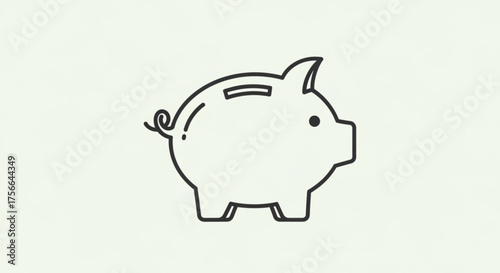 Line art illustration of a piggy bank, symbolizing saving money, financial planning, and investment for future security