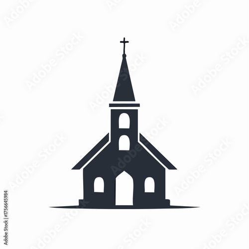 Simple Silhouette of a Church Building with Cross 1.