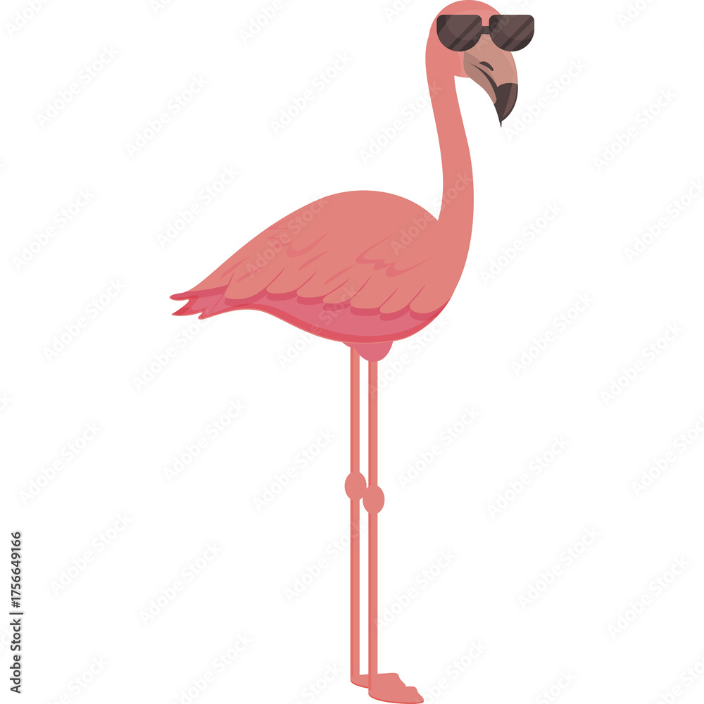 Fototapeta premium Pixel Art Flamingo Wearing Sunglasses Standing Tall and Proud on One Leg with a Transparent Background
