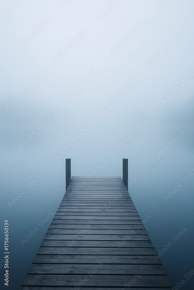 Fototapeta premium Heavy fog at a pier