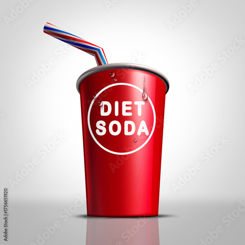 Schilderij op canvas Diet Soda and Sugar Free soft drink Symbol or Sugar-free dieting sodas with zero calories sweetened by artificial sweeteners like stevia and sucralose as a low-calorie beverage
