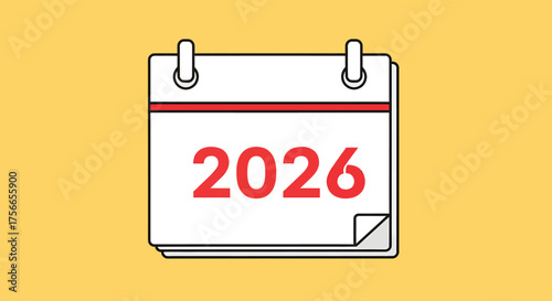 Calendar showing the year 2026 on a yellow wall, representing future planning and organization for upcoming events and deadlines.
