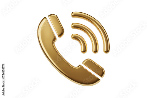 Golden phone handset with wifi signal for seamless communication