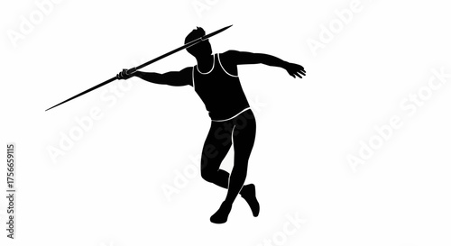 Dynamic silhouette of athlete throwing javelin with power and precision