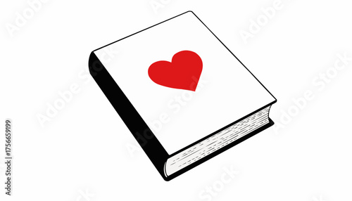 Charming book cover illustration with a vibrant red heart for romantic themes