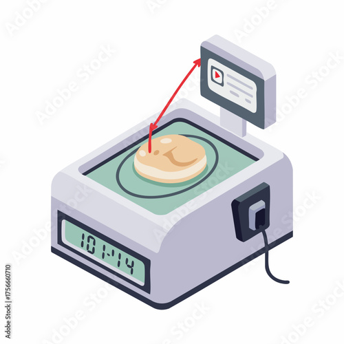 Isometric Detailed Food Analysis Device Machine Kitchen Appliance Illustration