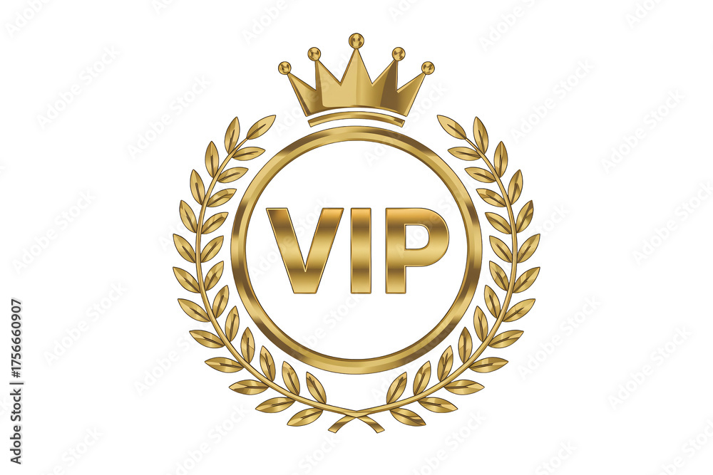 Naklejka premium Golden VIP emblem with crown signifies prestige and exclusivity