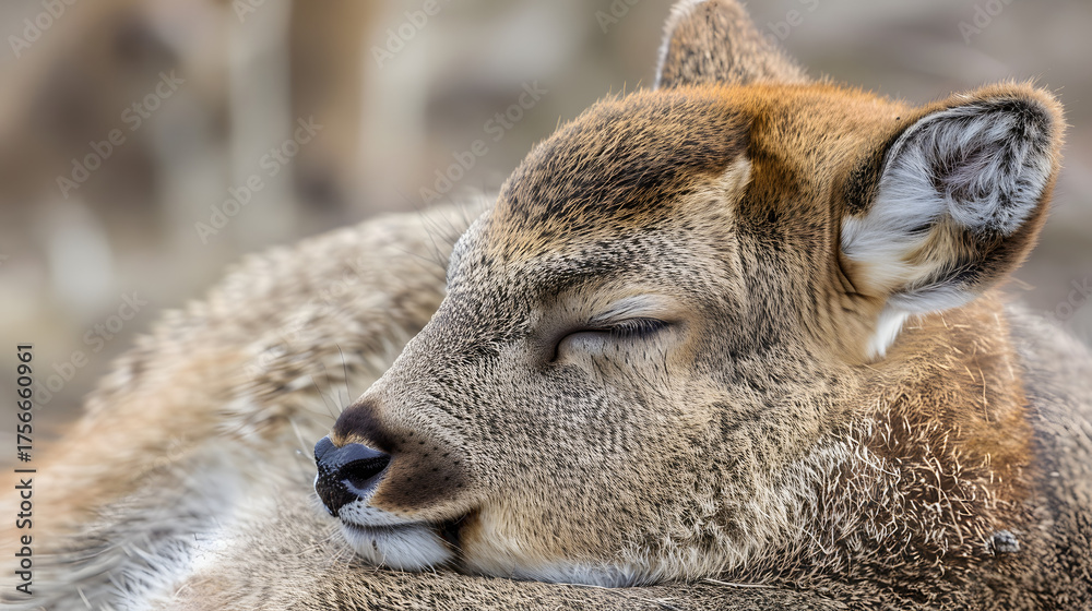 Fototapeta premium Closeup of a sleeping deer