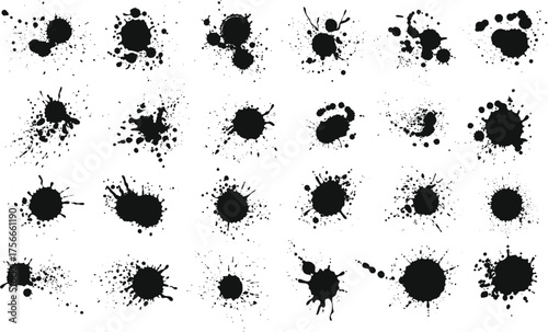 Ink Splatter  Expressive Brushstroke Vector  for Artistic Design Projects, Emphasizing Creativity and Spontaneity in Graphic Elements