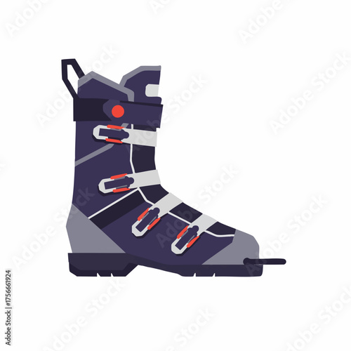 Flat Style Detailed Ski Boot Illustration Winter Sports Equipment Item