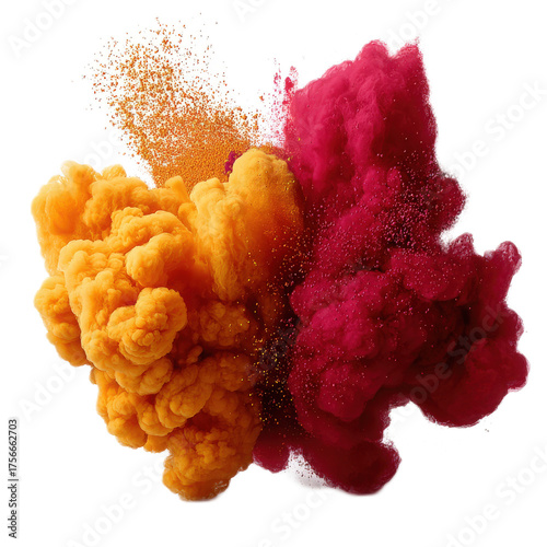 Colorful smoke explosion with vibrant orange and deep red hues creating a dramatic and eye-catching visual effect