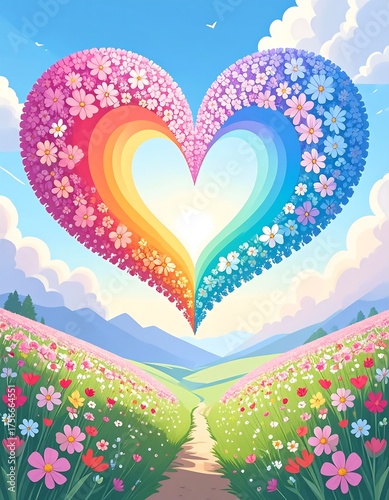 Heart of flowers, a vibrant landscape
