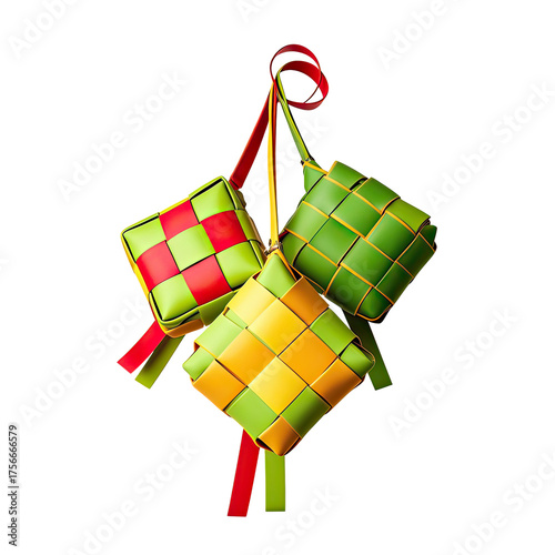 Modern Colorful Ketupat Ornament, Generative AI