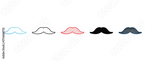 Moustache icon set multiple style collection