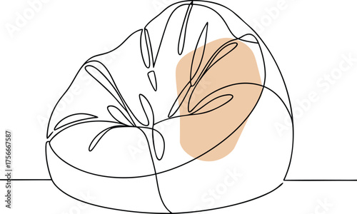 Abstract beanbag chair with peach accent line art minimal