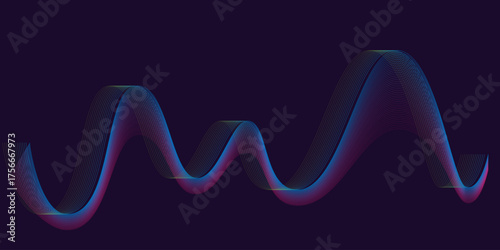 Abstract Wavy Blue and Purple Gradient Line Graphic.