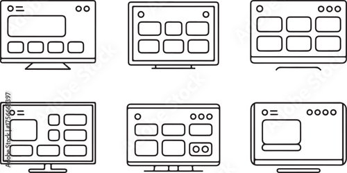 Smart TV Display Vector Set – Front and Angled Views with Streaming UI