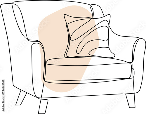 Armchair with abstract pillow cushion furniture