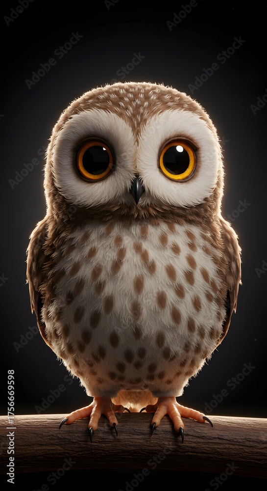 Fototapeta premium Cute Owl Sitting on Branch