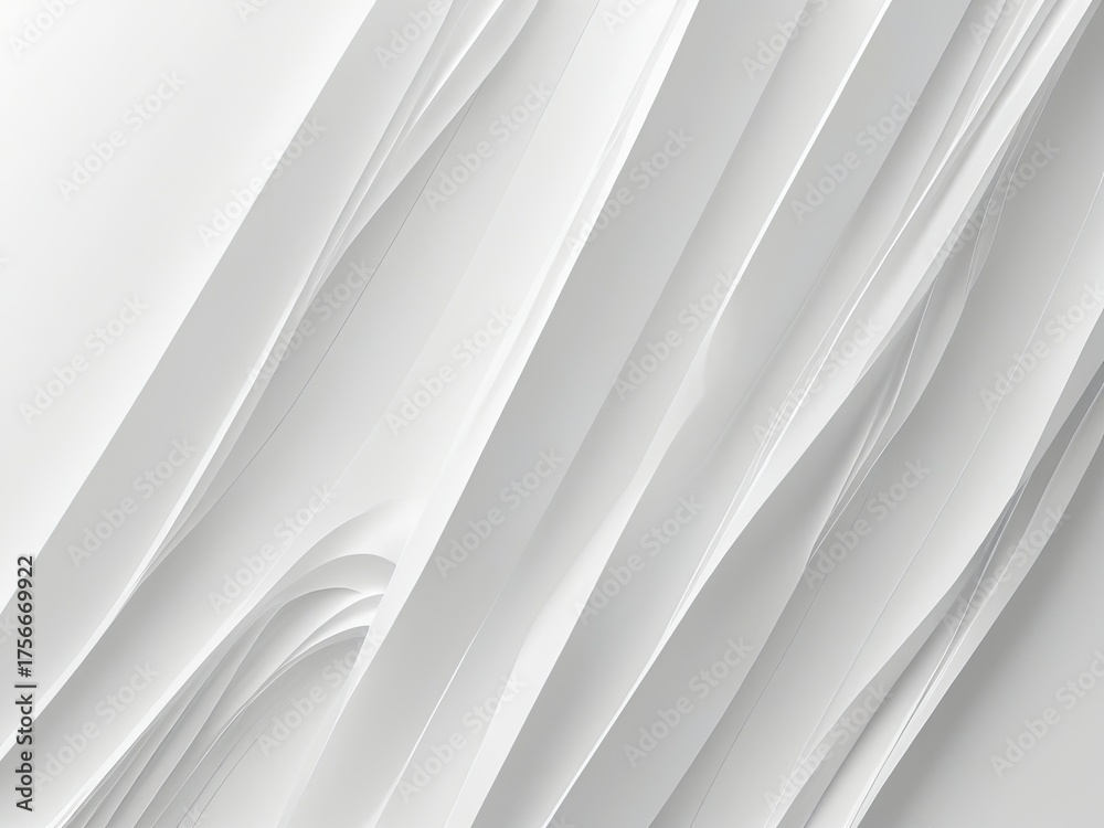 Fototapeta premium Abstract white textured background with layered, curved diagonal lines