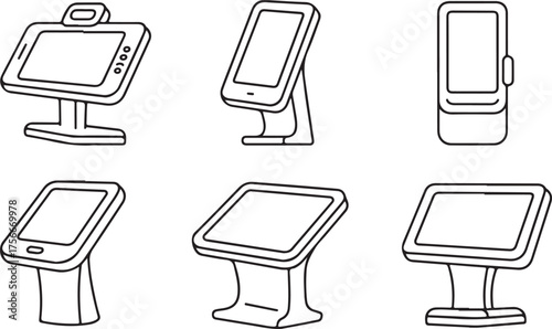 Touchscreen Kiosk Vector Pack – Front and Side Views, Self-Service Terminal Icons