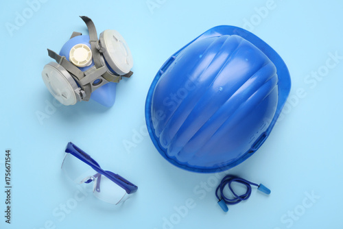 Hardhat with safety goggles...