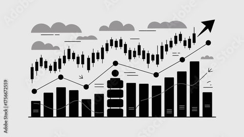 Abstract illustration of a stock market chart depicting financial growth and upward trends