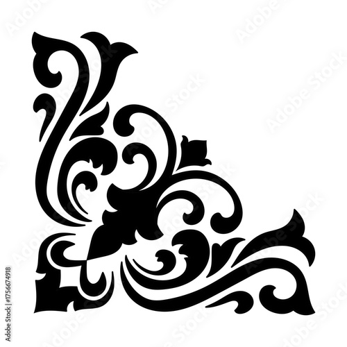 Black corner vintage pattern card decoration element design