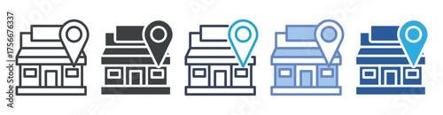 Warehouse icon set multiple style collection