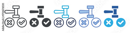 Judgement icon set multiple style collection