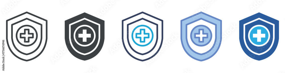 Fototapeta premium Protection icon set multiple style collection