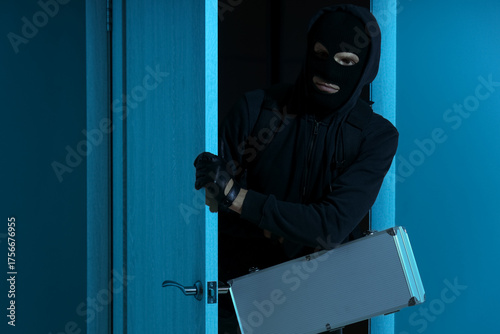 Male thief with case breaki...