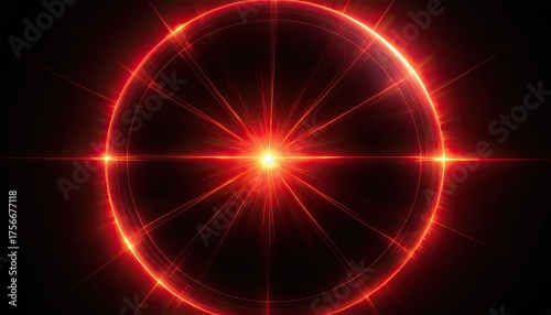 Wallpaper Mural Bright red ring of light with radiating beams against black background Torontodigital.ca