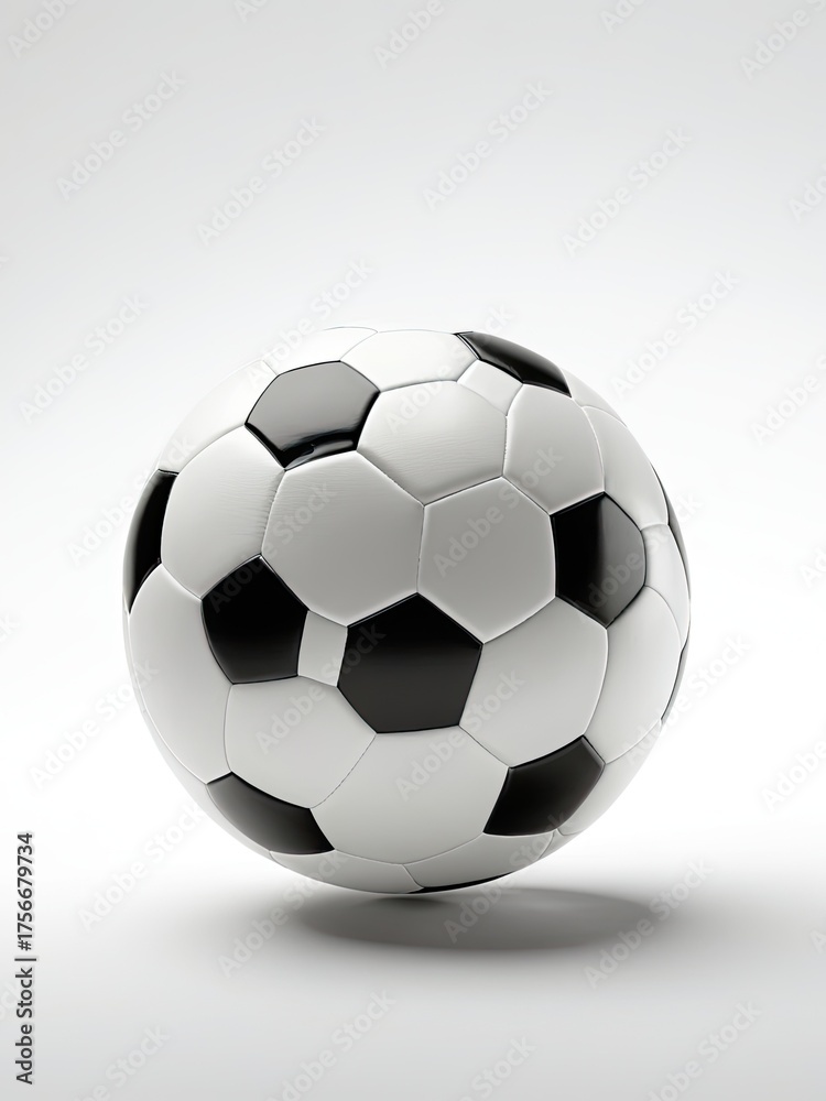 Fototapeta premium Classic black and white soccer ball isolated on bright white background
