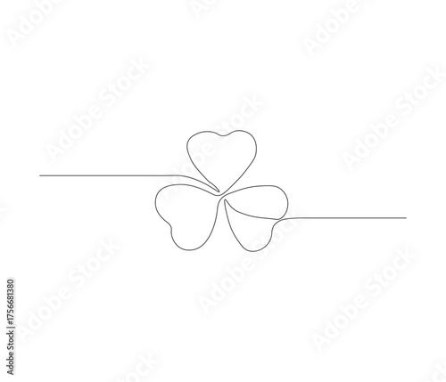 One continuous line drawing of clover leaves. single line of clover. illustration of success and lucky symbol. editable outline