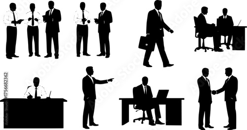 Business men and women, group of people at work. 