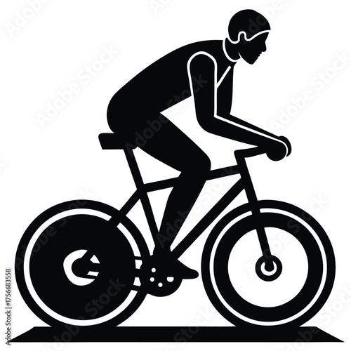 cyclist on stationary bike colorful vector