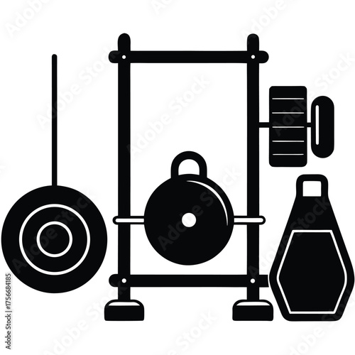 gym equipment set  vector illustration  minimal s
