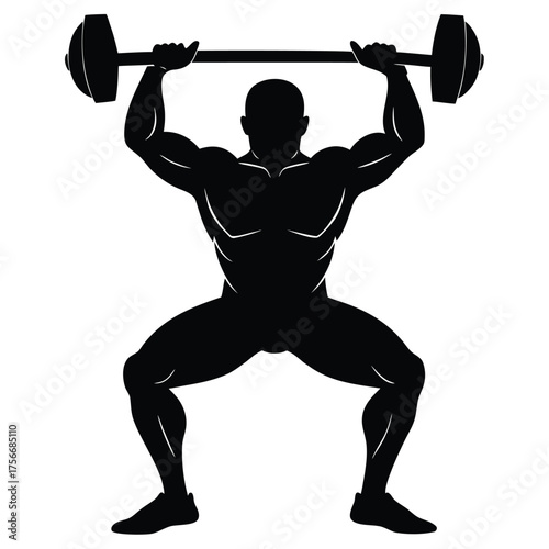 man performing overhead squat vector illustration