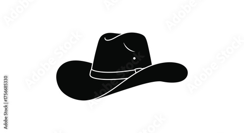 Classic western cowboy hat silhouette with a wide brim and tall crown on a white background