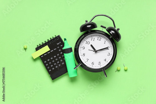 Calendar with alarm clock, ...