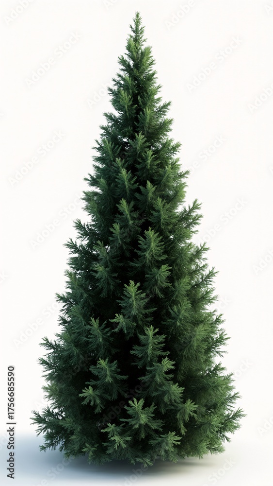 Fototapeta premium A 3D rendering of a Christmas tree on a white background.