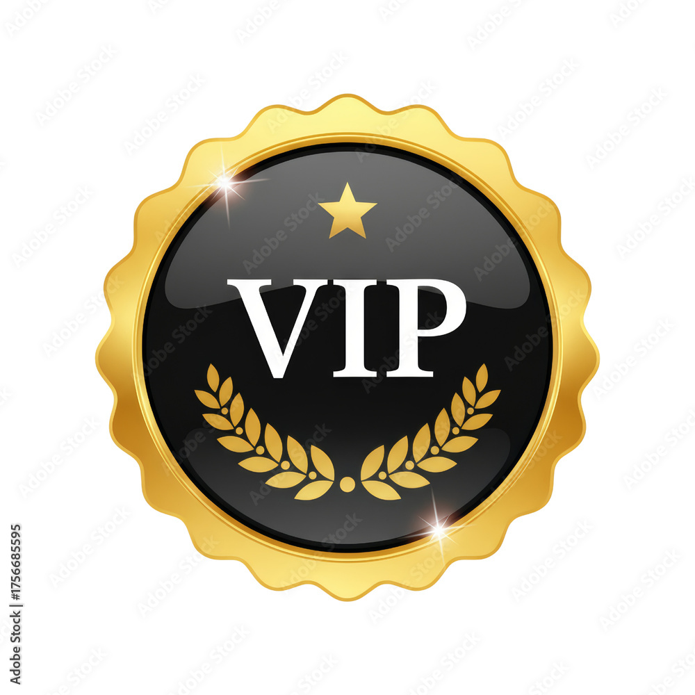Fototapeta premium Premium VIP Access Emblem with Golden Laurel Wreath Symbolizing Exclusivity and Elegance