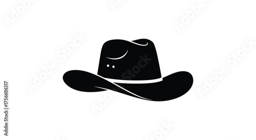 Classic western cowboy hat silhouette isolated on white background for country music and rodeo themes