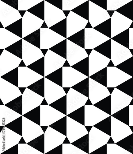 Seamless geometric pattern shape background black and white