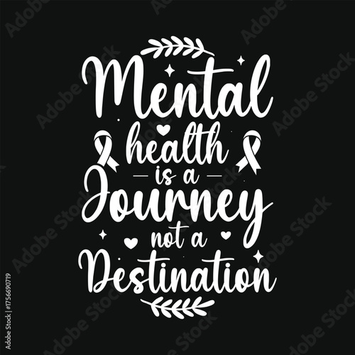 Mental health awareness Mental health matters hope green ribbon october 10th mental health month you are stronger typography graphics tshirt design