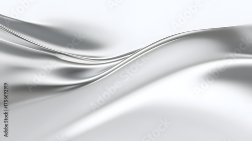 Gleaming silver fabric flows in soft waves, creating a luxurious and elegant backdrop.