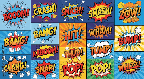 Comic Speech Bubbles Colorful Pop Art Style Retro Expressions