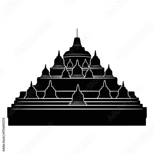 Borobudur Temple Silhouette Ancient buddhist monument in java indonesia religious landmark travel destination