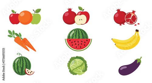A colorful collection of fresh fruits and vegetables for healthy eating.
